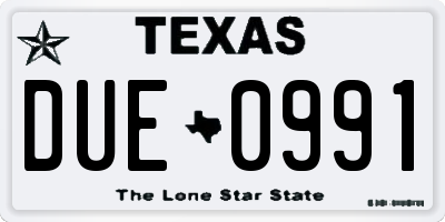 TX license plate DUE0991