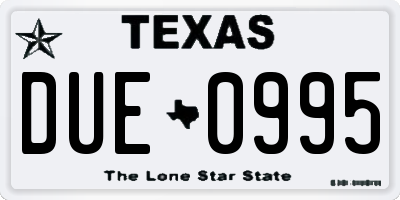 TX license plate DUE0995