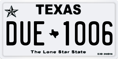 TX license plate DUE1006