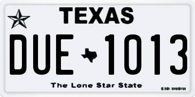 TX license plate DUE1013
