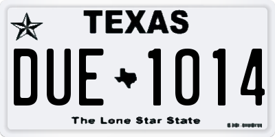 TX license plate DUE1014