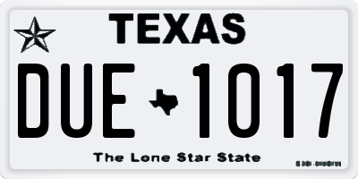 TX license plate DUE1017