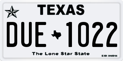 TX license plate DUE1022