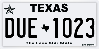TX license plate DUE1023