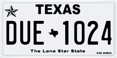 TX license plate DUE1024