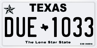 TX license plate DUE1033