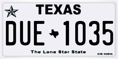TX license plate DUE1035