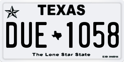 TX license plate DUE1058