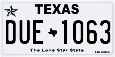 TX license plate DUE1063