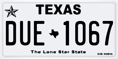 TX license plate DUE1067