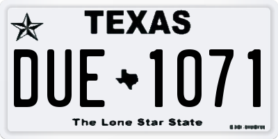 TX license plate DUE1071