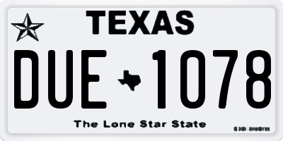 TX license plate DUE1078