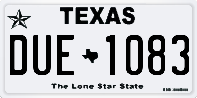 TX license plate DUE1083