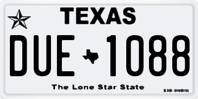 TX license plate DUE1088