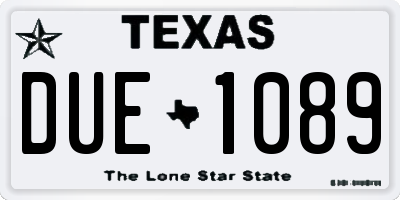 TX license plate DUE1089