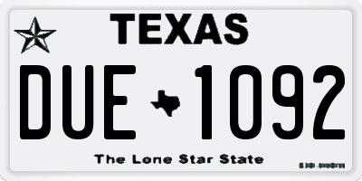 TX license plate DUE1092