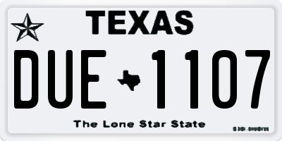 TX license plate DUE1107