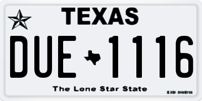 TX license plate DUE1116