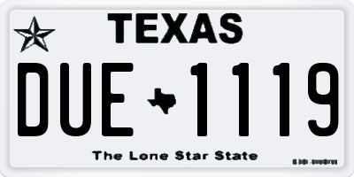 TX license plate DUE1119