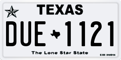 TX license plate DUE1121
