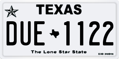 TX license plate DUE1122