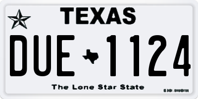 TX license plate DUE1124