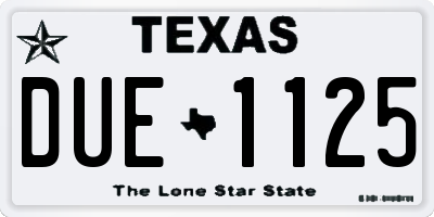 TX license plate DUE1125