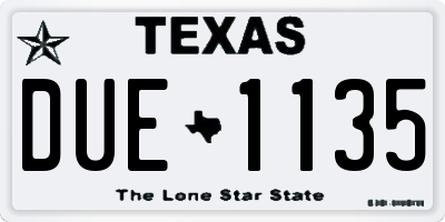 TX license plate DUE1135