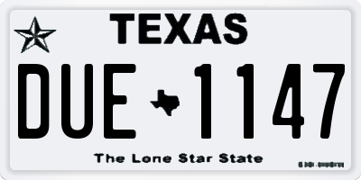 TX license plate DUE1147