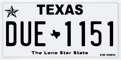 TX license plate DUE1151