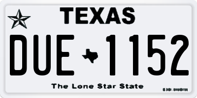 TX license plate DUE1152