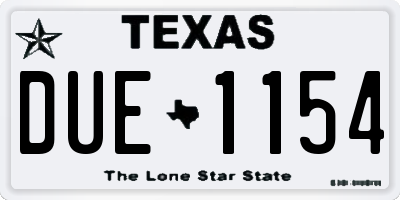 TX license plate DUE1154