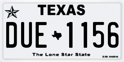 TX license plate DUE1156