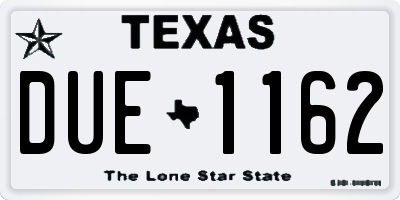 TX license plate DUE1162