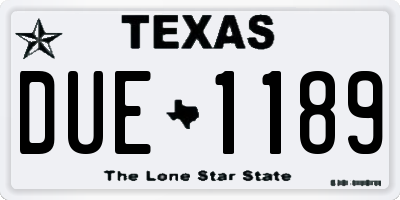 TX license plate DUE1189