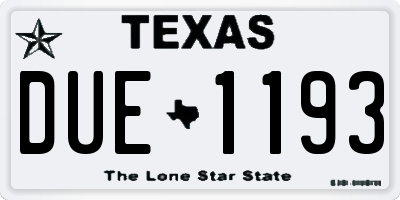 TX license plate DUE1193