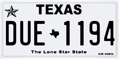 TX license plate DUE1194
