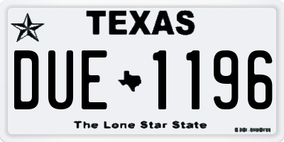 TX license plate DUE1196