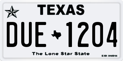 TX license plate DUE1204