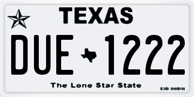 TX license plate DUE1222