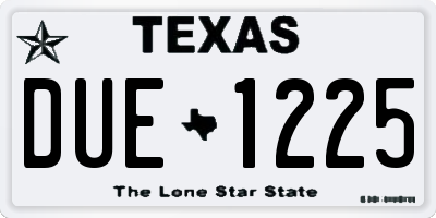 TX license plate DUE1225