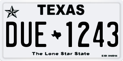 TX license plate DUE1243