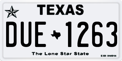 TX license plate DUE1263