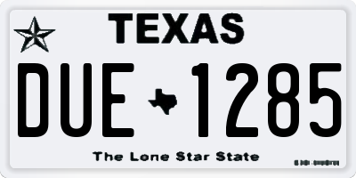 TX license plate DUE1285