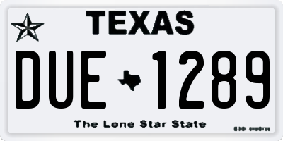 TX license plate DUE1289
