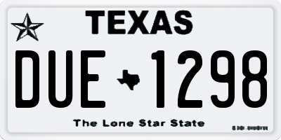 TX license plate DUE1298