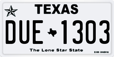 TX license plate DUE1303