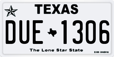 TX license plate DUE1306