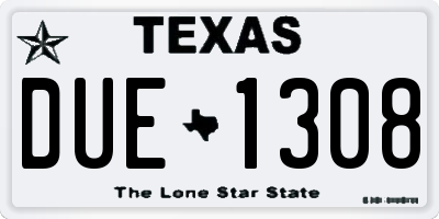 TX license plate DUE1308