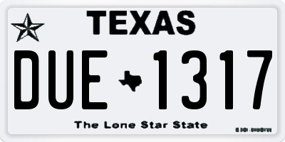 TX license plate DUE1317